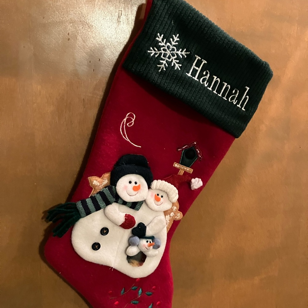BUY NOW 🎄👀NEW “HANNAH” CHRISTMAS STOCKING 19” LONG VERY WELL MADE 👀🎄🎁🍭🚂🦚